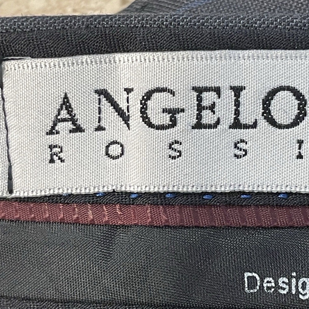 Angelo Rossi Mens Trousers Slacks Pants Suit Gray With Blue Pin Stripe 35 x 30 - Picture 4 of 16